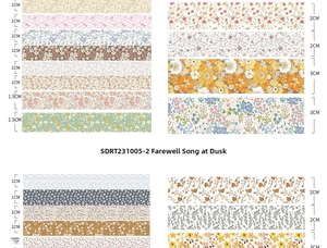 Detail of floral washi tape set in 1cm to 3cm widths for DIY diary decoration