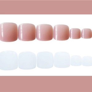 Jelly pink and white press-on toenails in various sizes for a perfect pedicure look