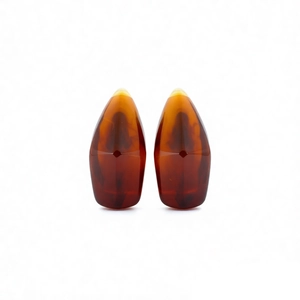 Vintage resin geometric earrings with brownish red amber texture and irregular teardrop shape