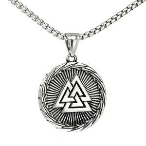 Viking Valknut Pendant Necklace Stainless Steel Nordic Rune Amulet Vintage Jewelry For Men