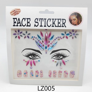 Face sticker set with colorful acrylic rhinestones for music festivals and creative makeup