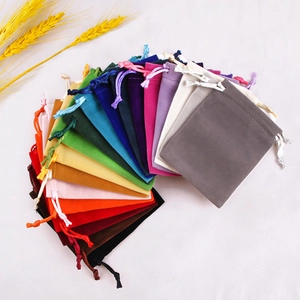 Premium velvet drawstring pouches for jewelry in various colors with elegant soft texture
