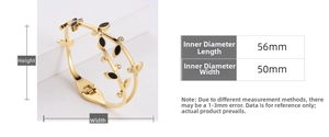 Detailed size measurement of the leaf design bangle with 56mm by 50mm inner diameter