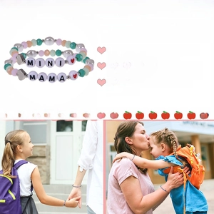Ensemble de bracelets mère et fille en perles de cristal colorées pour la rentrée scolaire