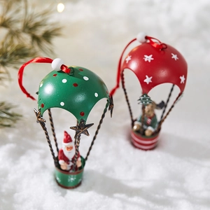 Christmas Iron Metal Hanging Ornaments Santa Claus Reindeer Snowman Airplane Mailbox Parachute Xmas Tree Decor Festival