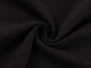 Close-up of soft black modal fabric texture with delicate knit folds and premium finish