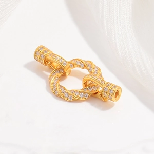 S925 silver twist clasp with zircon pave setting for DIY necklace bracelet connectors