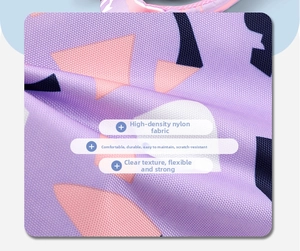 Close-up of durable purple geometric pattern nylon fabric with fine woven texture