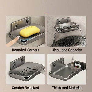 Space aluminum wall-mounted soap dish with 2.45mm thickness and drainage slots