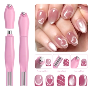 Pink 3-in-1 magnetic nail tool for heart, line, and French cat-eye effect styling