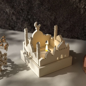 Islamic castle silicone mold for DIY plaster candle holder with dome and crescent