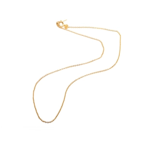 Elegant gold minimalist thin chain necklace with classic spring clasp on white background