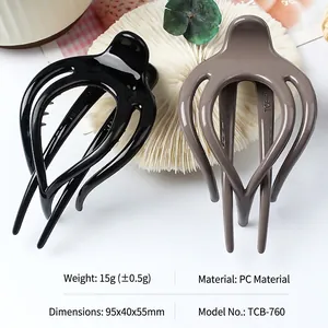 Set de pinces à cheveux minimalistes en noir et taupe fabriquées en matériau PC