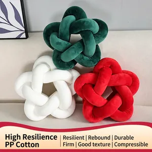 Knot Pillow Star Shape Handmade Woven Decorative Cushion Soft Spandex Plush PP Cotton Filled Nordic Style Home Decor