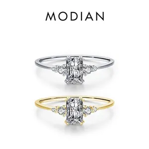 Classic S925 silver ring with 1-carat emerald cut stone in gold and silver finishes