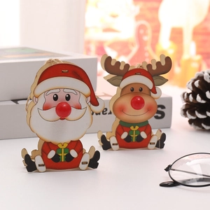 Set di decorazioni natalizie in legno con Babbo Natale e renna per l'albero di Natale