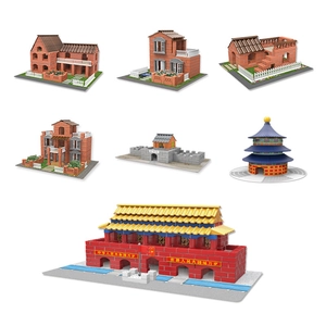 Miniature brick building sets collection featuring diverse historic landmark model kits