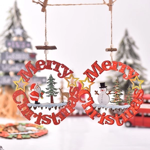 Merry Christmas Wooden Hanging Ornament Hollow Letter Sign Santa Snowman Reindeer Decoration For Home Xmas Tree Decor