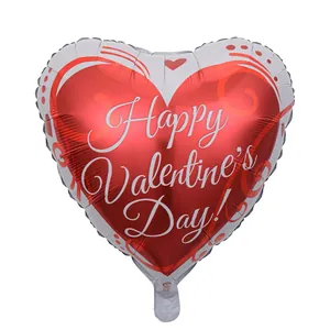 Detail of 18-inch heart-shaped foil balloon with Happy Valentine's Day printing