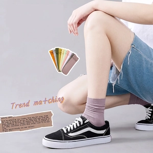 Pastel purple Japanese style slouch socks in thin velvet ice silk for summer fashion