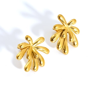 Irregular chic gold plated stainless steel fireworks stud earrings for women