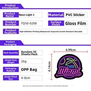 Detail specifications of waterproof PVC neon stickers with UV protection and gloss finish