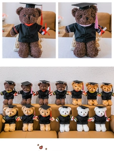 Varietà di orsetti di peluche per laurea con toga nera e tocco, regalo per studenti