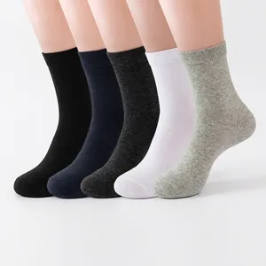 Calze a Metà Polpaccio Casual da Uomo in Cotone Tinta Unita Traspiranti Assorbenti Sudore Sport a Coste Stile Quotidiano