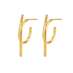 Minimalist S925 sterling silver geometric branch earrings in elegant gold finish