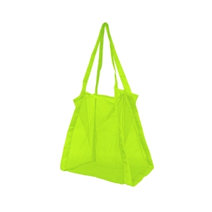 Neon green mesh beach bag with large capacity for children's toys and outdoor storage