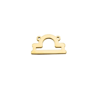 Detailed view of gold Libra zodiac connector pendant with polished mirror finish for DIY jewelry