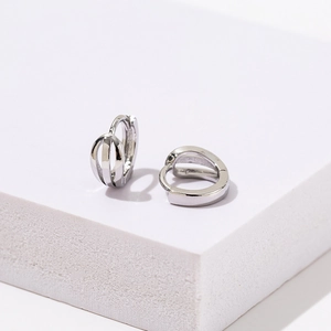 Minimalist geometric 18K gold plated hoop earrings with hollow cage design for women