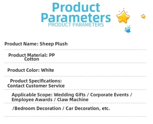 Detailed product specifications of the white plush sheep toy filled with soft PP cotton
