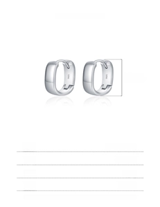 Detailed specs of S925 sterling silver U-shaped hoop earrings showing 12.5mm diameter