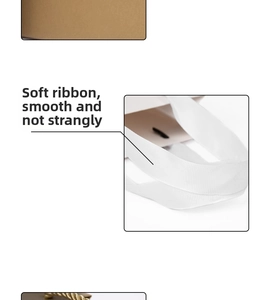 Detail of soft white woven ribbon handle for premium gift bags with smooth texture