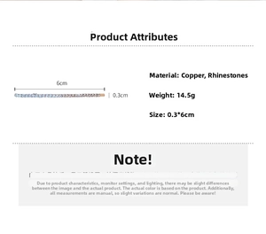 Detailed specs of 6cm sparkling rhinestone hair clip made of copper and crystals