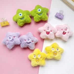 Plush Star Brooch Pin Cute Monster Face Embroidered Soft Doll DIY Decoration Accessory For Clothing Bag Hat Unisex Fun