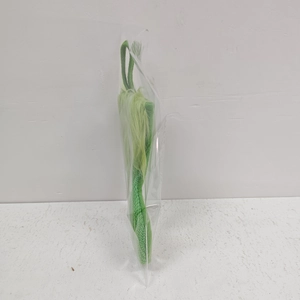 Green plush Grinch Christmas stocking accessory in clear protective packaging