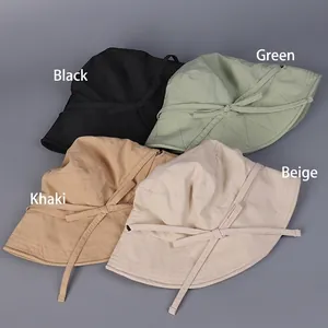 Chapeaux bob pliables pour femmes en noir, vert, kaki et beige avec nœud papillon