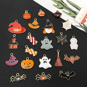 Pendentifs Halloween en émail avec citrouille fantôme et chapeau de sorcière pour bijoux