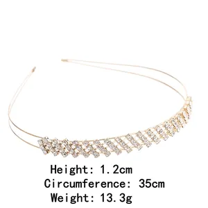 Sparkling gold metal headband with rhinestone lattice design for girls and children