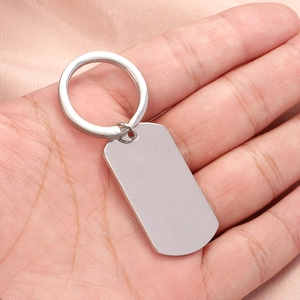 Polished rectangle stainless steel dog tag keychain for DIY custom laser engraving