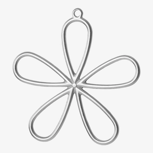 Polished silver 304 stainless steel hollow flower pendant with loop for DIY jewelry