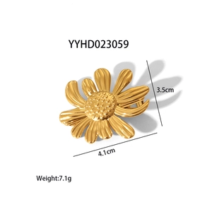 Pince à cheveux marguerite dorée en acier inoxydable, accessoire floral élégant pour femme