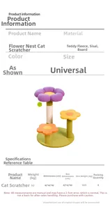 Three-layer flower cat tree with sisal scratching posts and soft teddy fleece nest