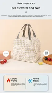 Close-up of tweed lunch bag with dual zippers, providing 3-4 hours of heat insulation