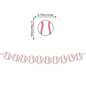 Detail of 4.72 inch baseball party banner showing a single card size and the full 10-piece set