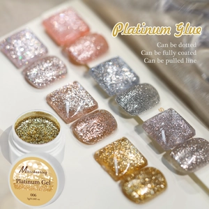 Sparkling high density platinum nail gel for line drawing and full coverage art
