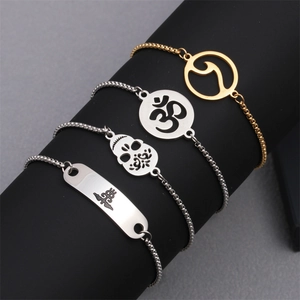 Bracelet Réglable En Acier Inoxydable Chaîne Bolo Crâne Om Alerte Médicale Léopard Charmes Punk Hip Hop Bijoux
