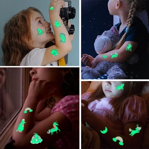 Luminous unicorn and rainbow waterproof cartoon temporary tattoo stickers for kids